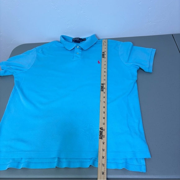 Polo Ralph Lauren VTG Y2K Custom Fit Short Sleeve Shirt Men's XL Blue Pink Pony - Picture 7 of 7